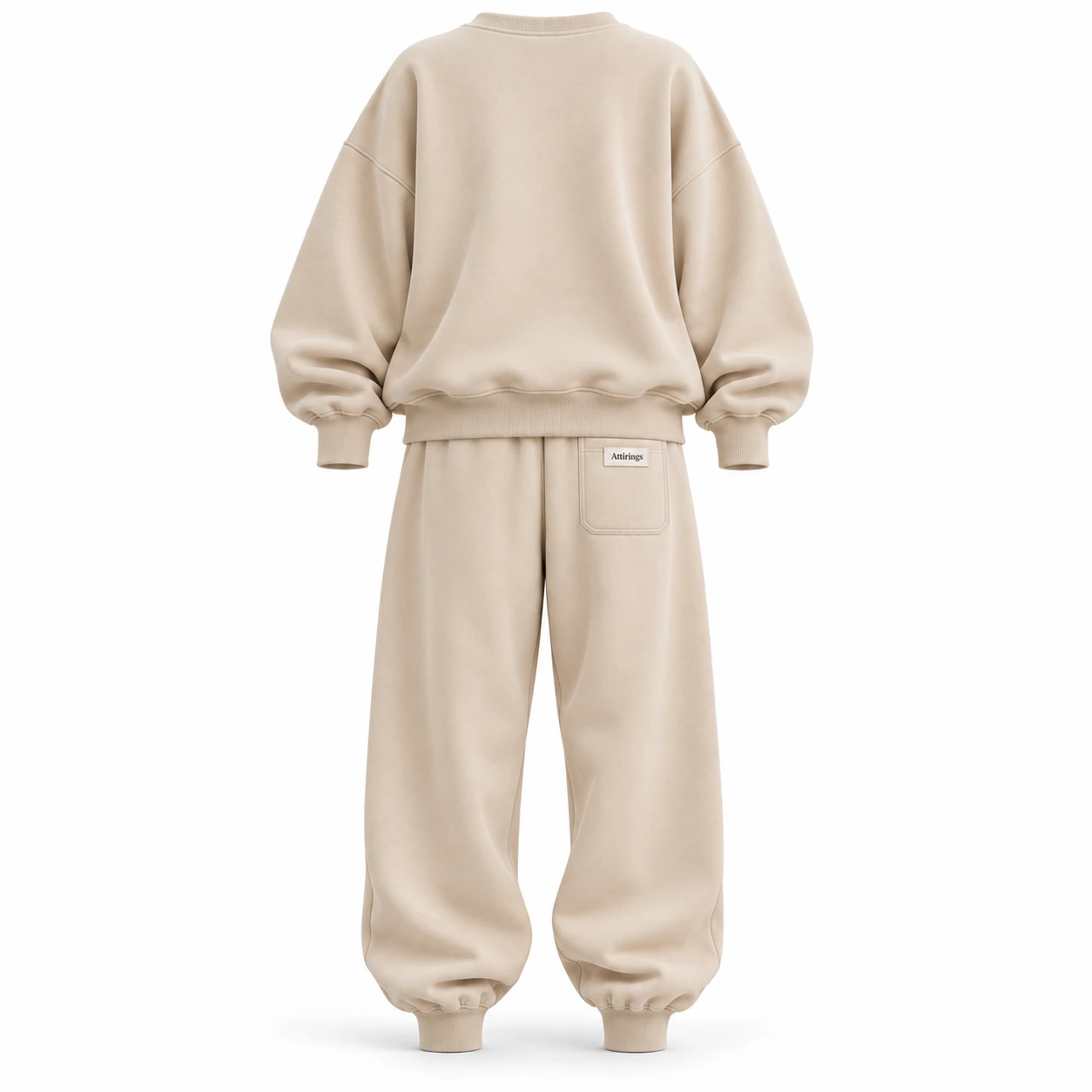 Attirings Women's Oversized Fit Ribbed Cuff Set Tracksuit, back view - AI sample