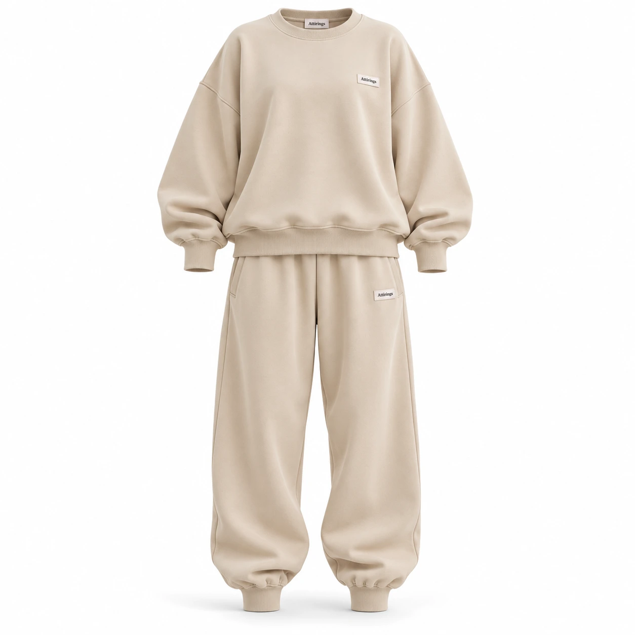 Attirings Women's Oversized Fit Ribbed Cuff Set Tracksuit, front view - AI sample