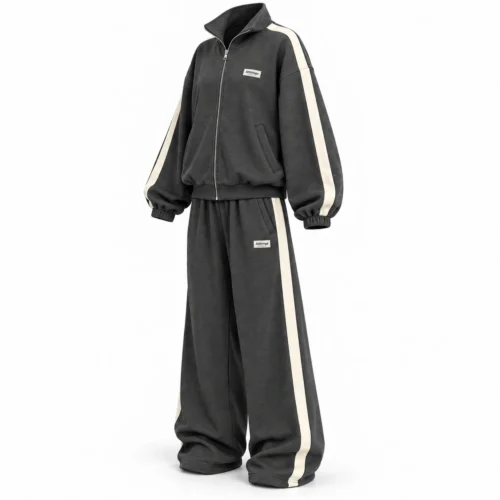 Attirings Women's Oversized Fit Side-Stripe Set Tracksuit, angle view - AI sample