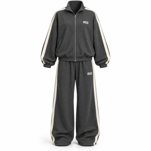 Attirings Women's Oversized Fit Side-Stripe Set Tracksuit, front view - AI sample