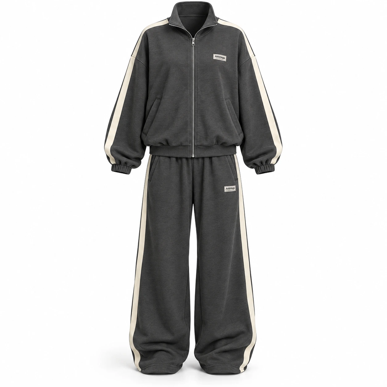 Attirings Women's Oversized Fit Side-Stripe Set Tracksuit, front view - AI sample