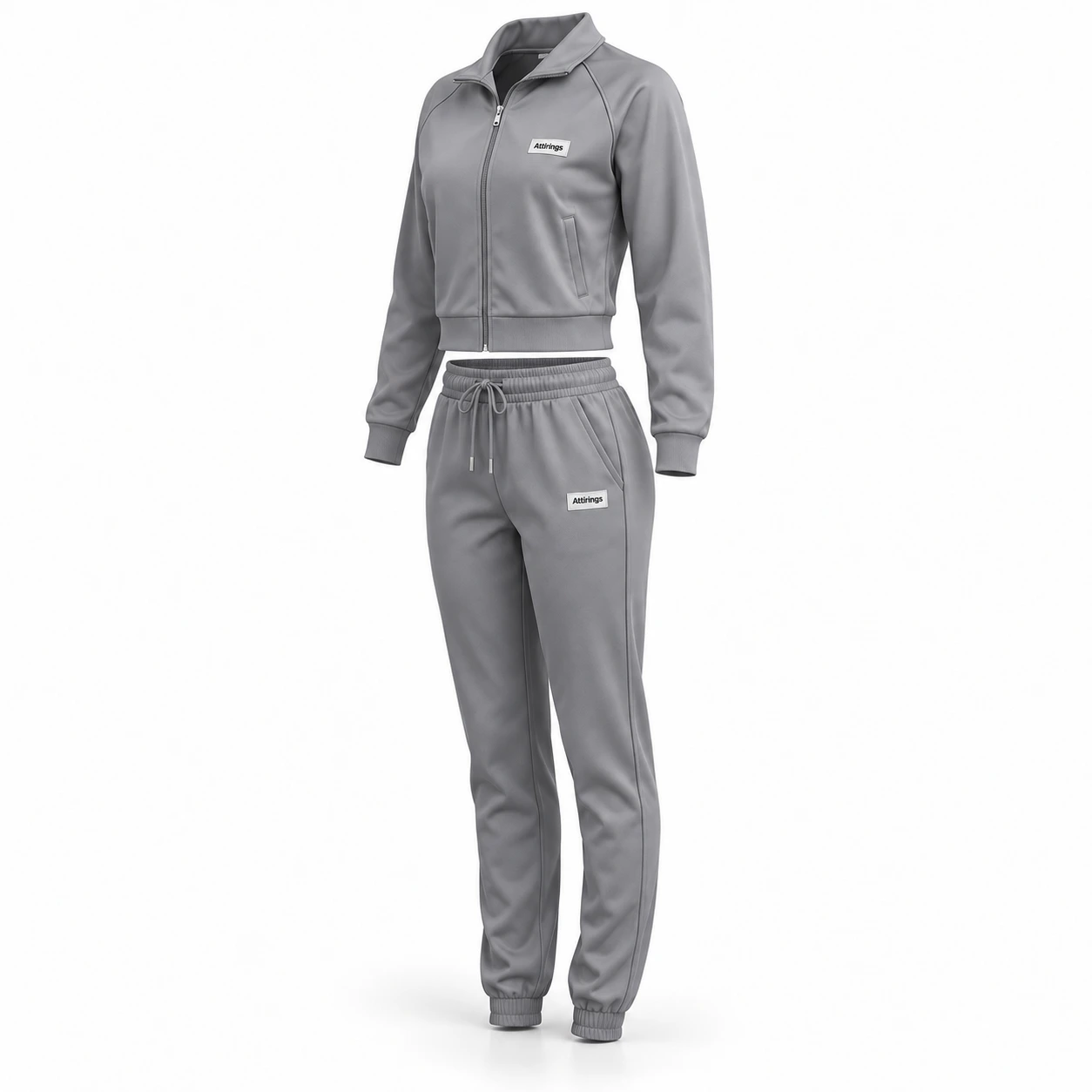 Attirings Women's Classic Fit Cropped Jacket Set Tracksuit, angle view - AI sample