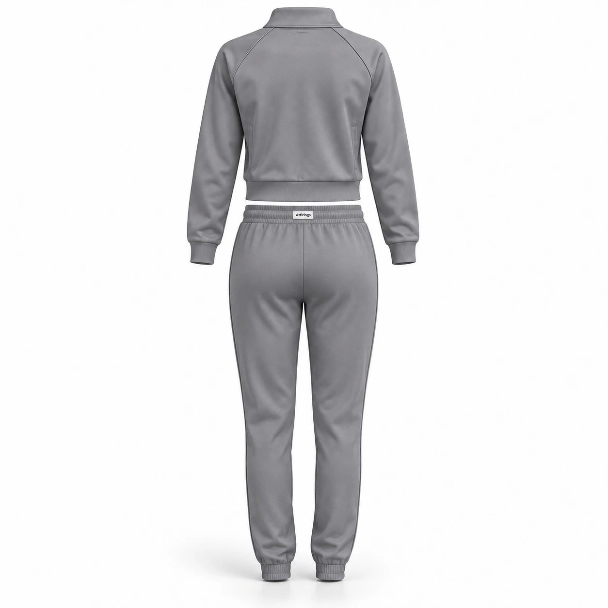 Attirings Women's Classic Fit Cropped Jacket Set Tracksuit, back view - AI sample