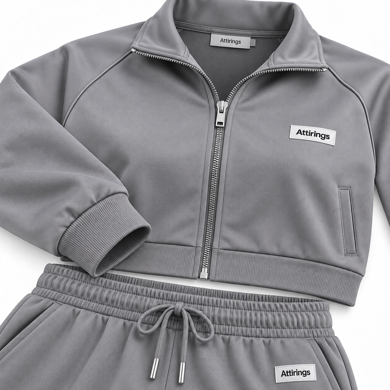Attirings Women's Classic Fit Cropped Jacket Set Tracksuit, detail view - AI sample