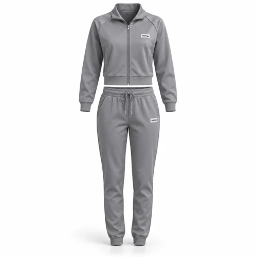 Attirings Women's Classic Fit Cropped Jacket Set Tracksuit, front view - AI sample