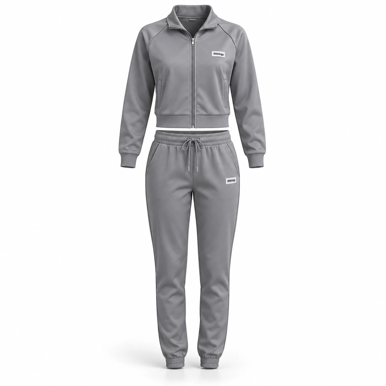 Attirings Women's Classic Fit Cropped Jacket Set Tracksuit, front view - AI sample