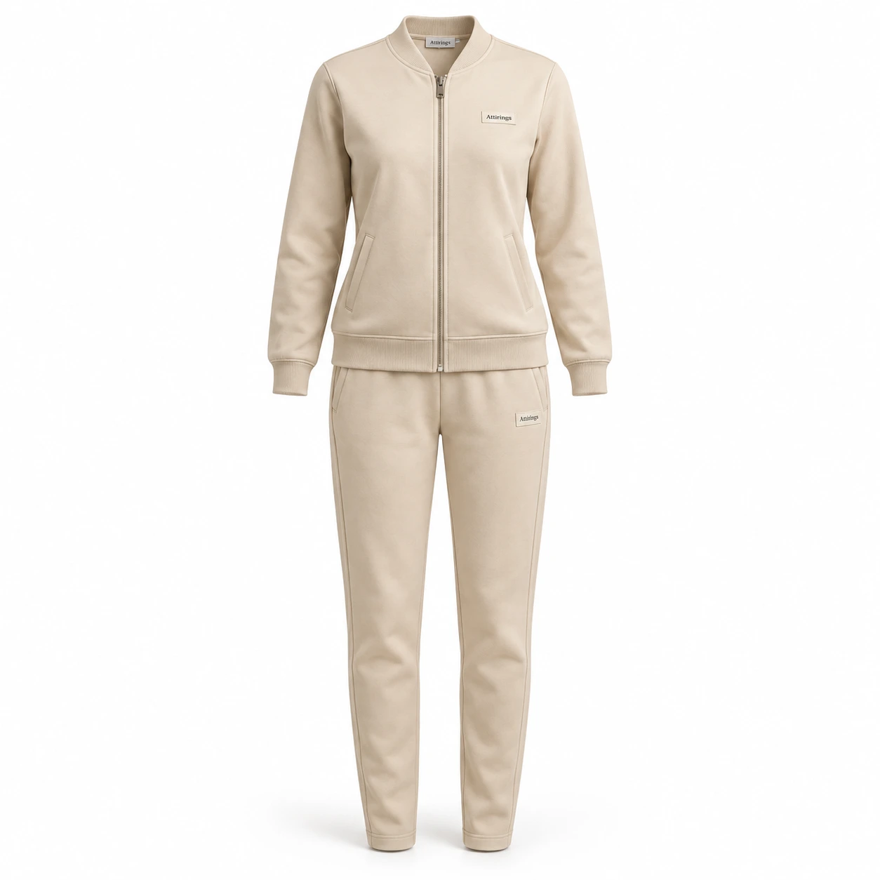 Attirings Women’s Classic Fit Full-Zip Set Tracksuit – Front Women's Tracksuits collection illustration for wholesale enquiries