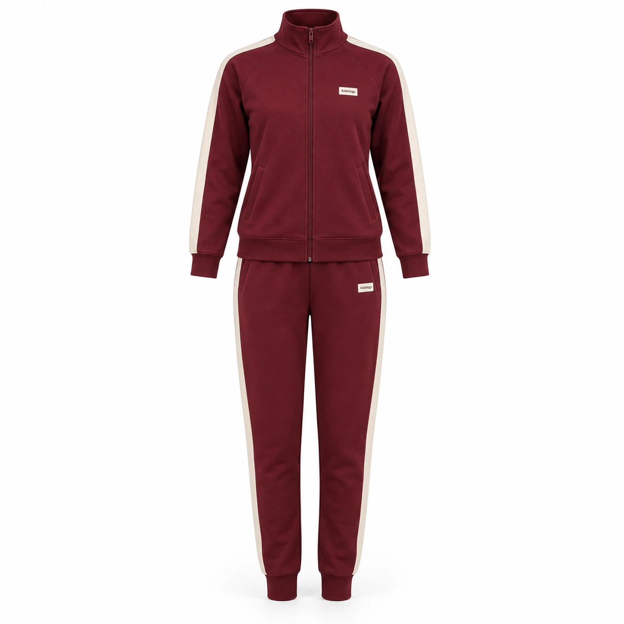 Attirings Women's Classic Fit Side-Stripe Set Tracksuit, front view - AI sample