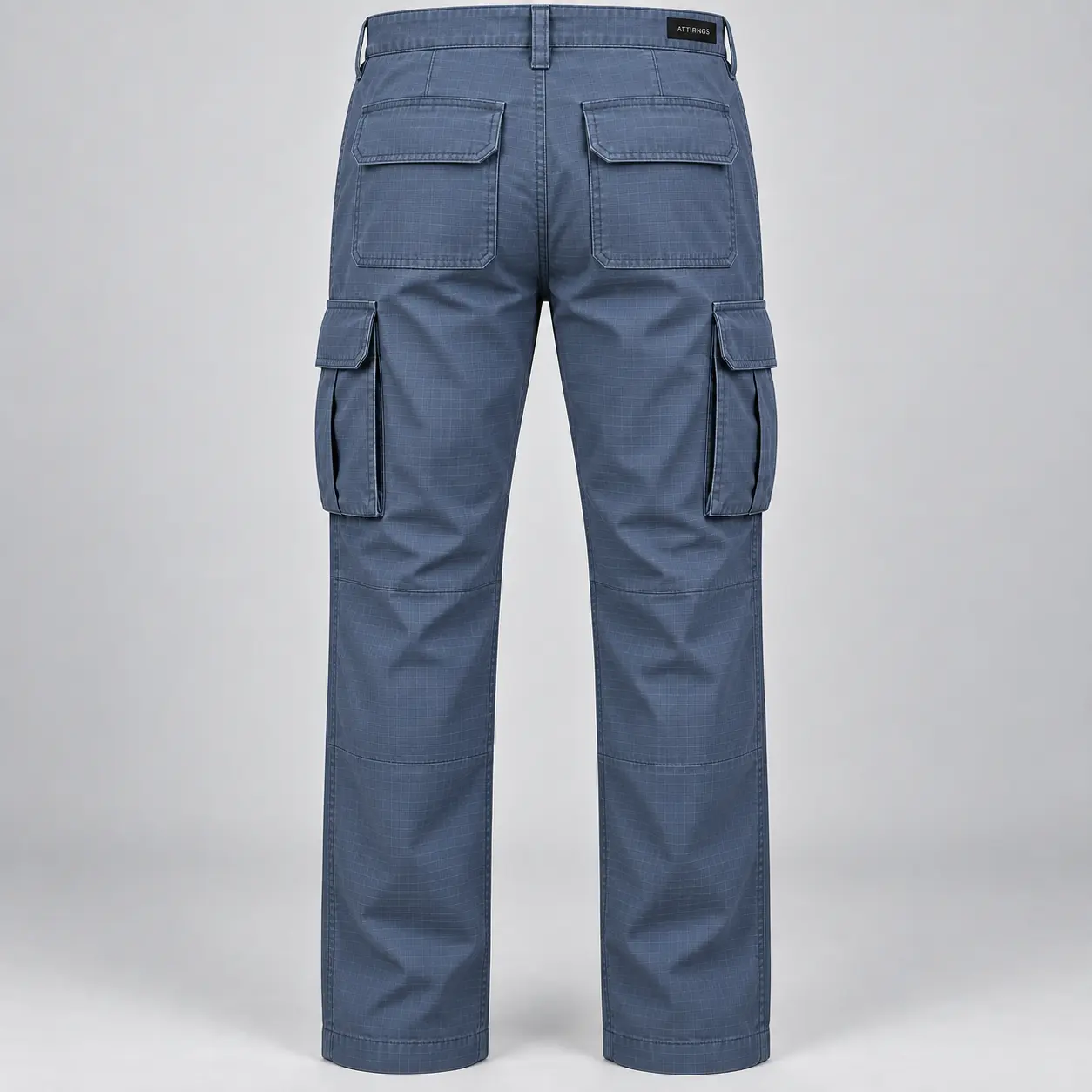 Men's Classic Fit Ripstop Cargo Pants in steel blue by Attirings, back view