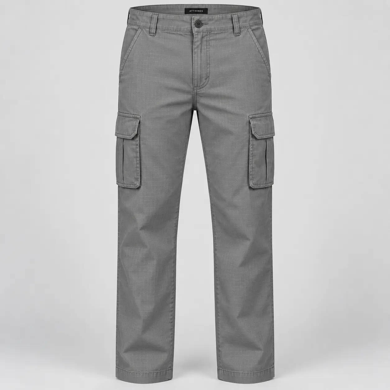 Men's Classic Fit Six-Pocket Cargo Pants in ash grey by Attirings, front view