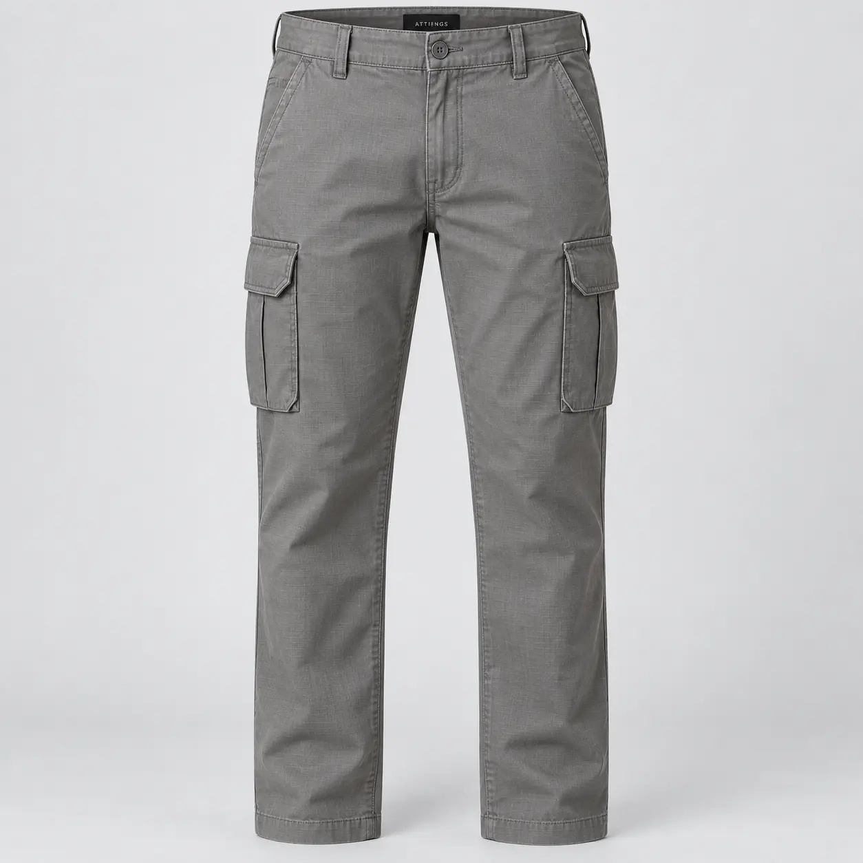 Men's Regular Fit Six-Pocket Cargo Pants in stone grey by Attirings, front view