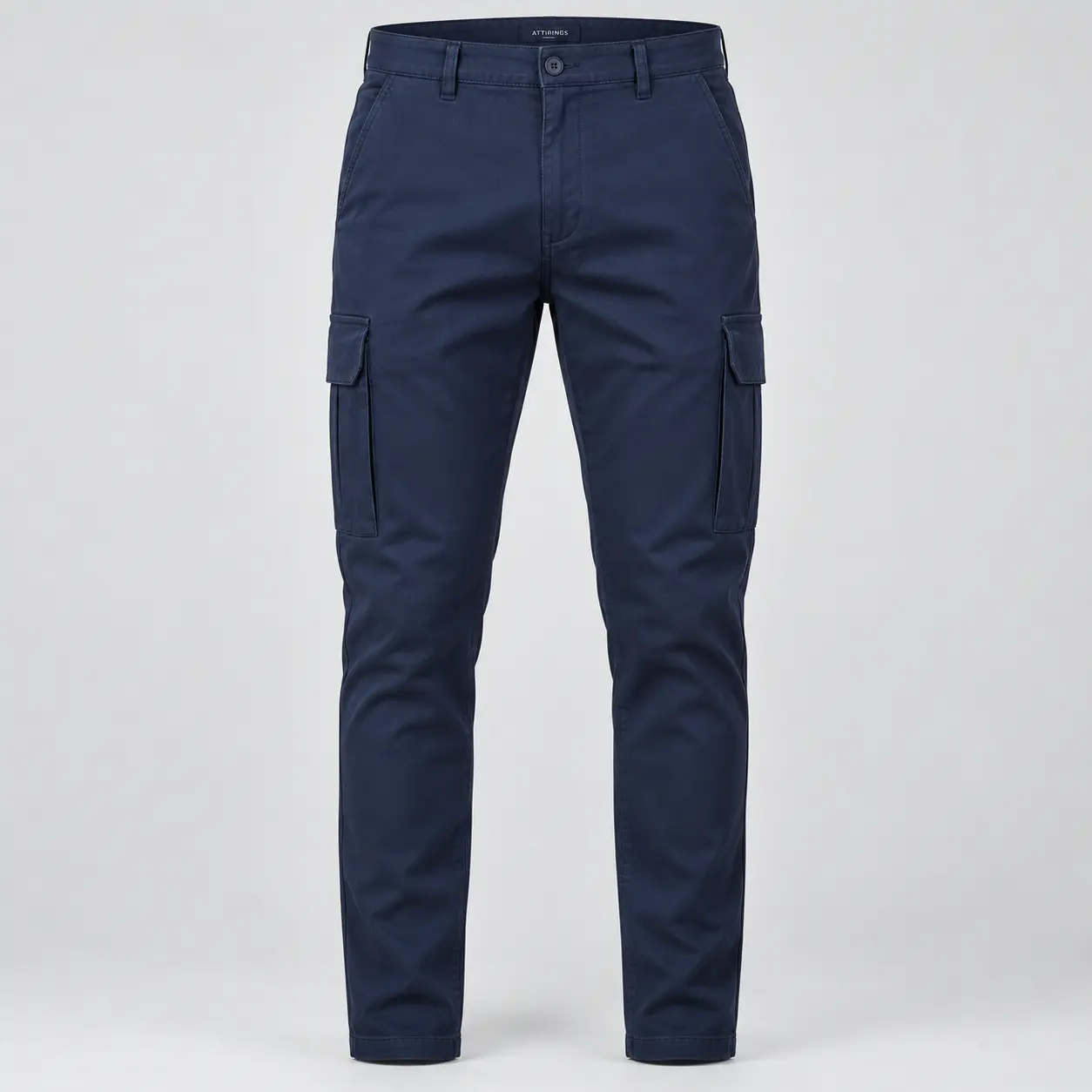 Men's Regular Fit Tapered Leg Cargo Pants in deep navy by Attirings, front view