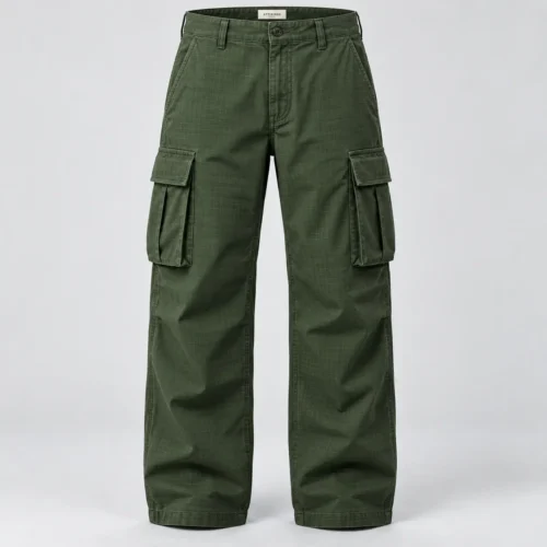 Men's Relaxed Fit Ripstop Cargo Pants in forest green by Attirings, front view