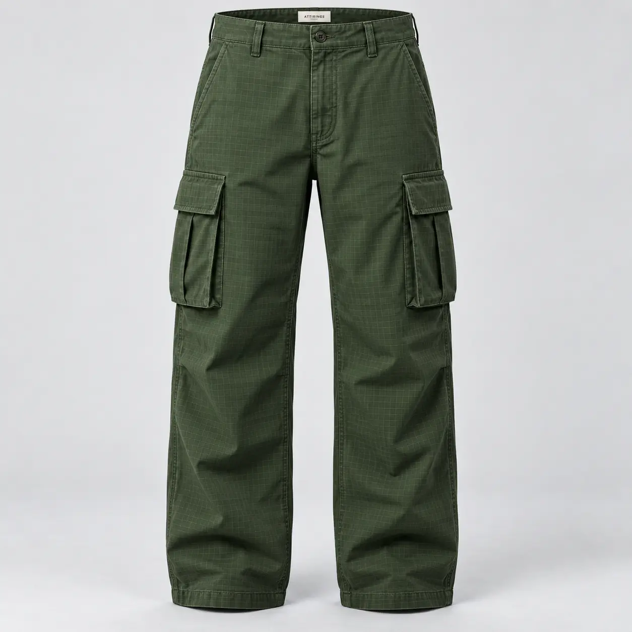 Men's Relaxed Fit Ripstop Cargo Pants in forest green by Attirings, front view