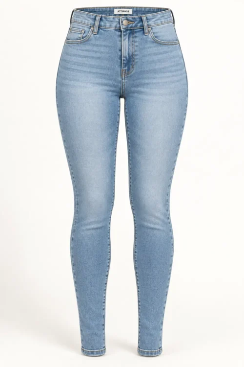 High-Rise Light Wash Skinny Jeans front view - AI catalogue illustration