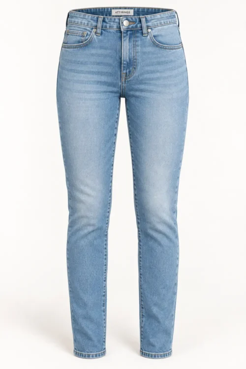 High-Rise Light Wash Slim Fit Jeans front view - AI catalogue illustration