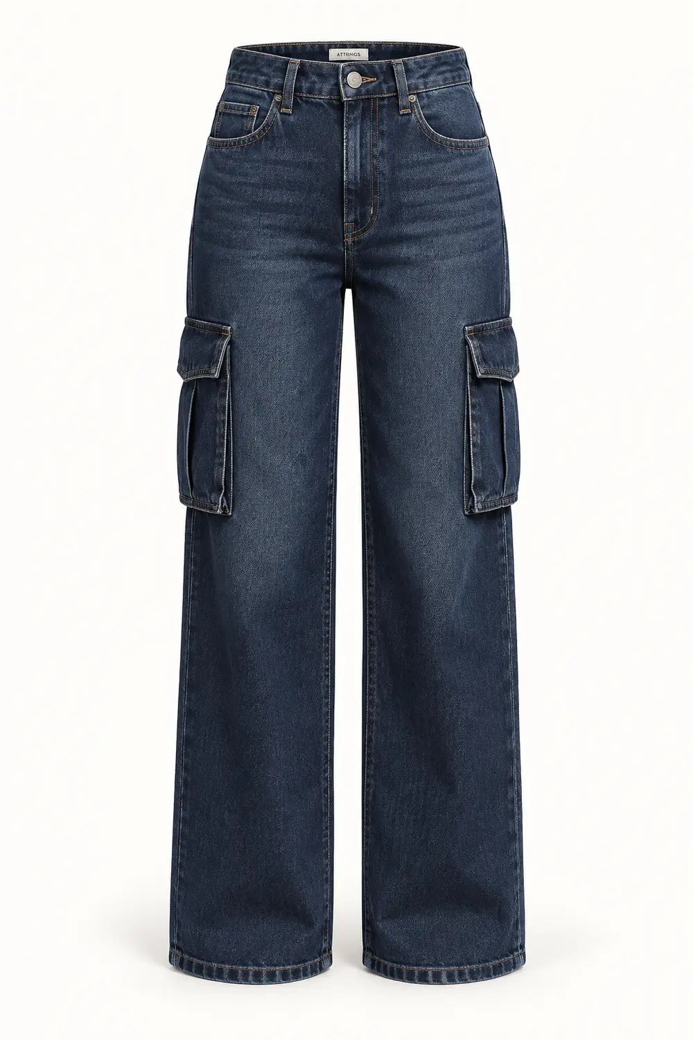 High-Rise Dark Wash Cargo Jeans front view - AI catalogue illustration