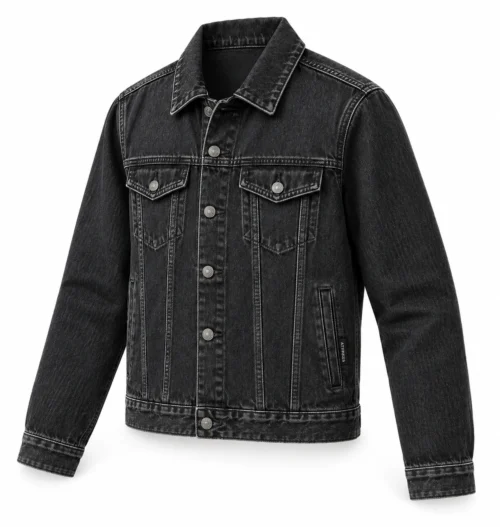 Classic Fit Stone Wash Denim Jacket - angle view - Attirings