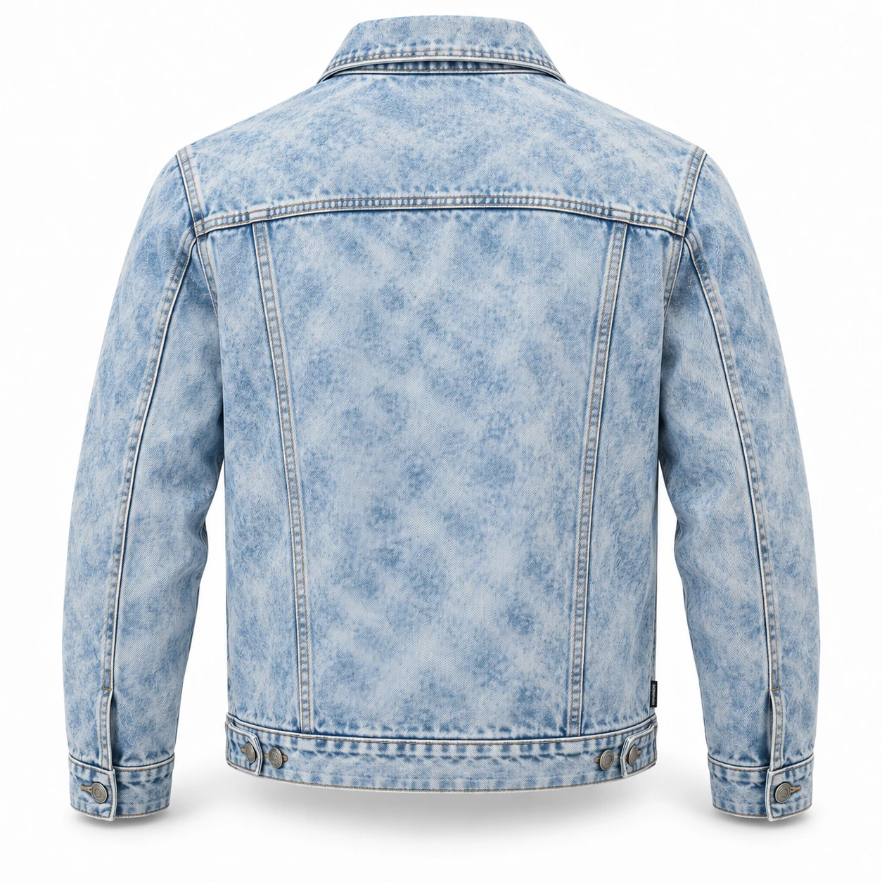 Classic Fit Acid Wash Denim Jacket - back view - Attirings