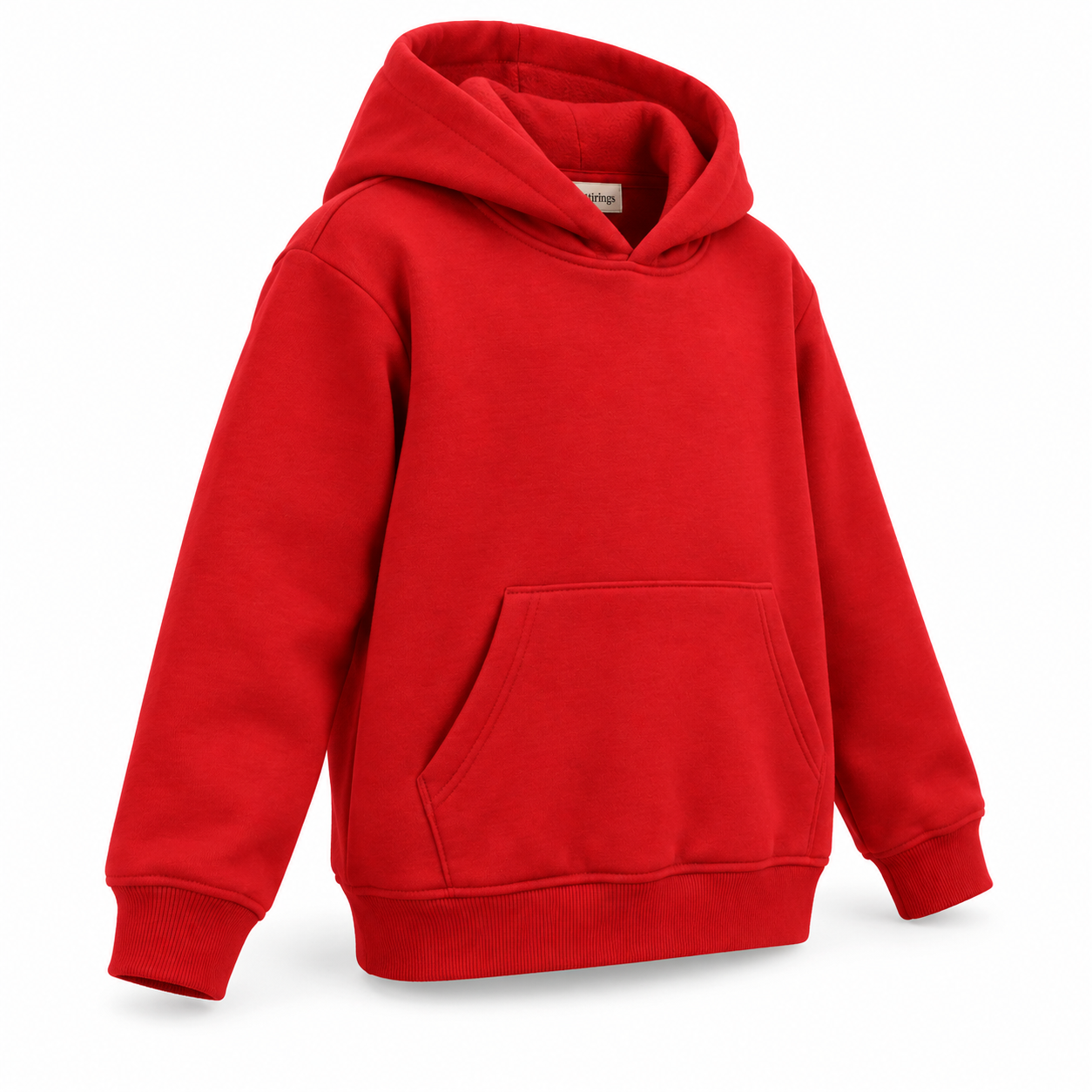 Kids' Regular Fit Kangaroo Pocket Hoodie - three-quarter side design mockup - Attirings