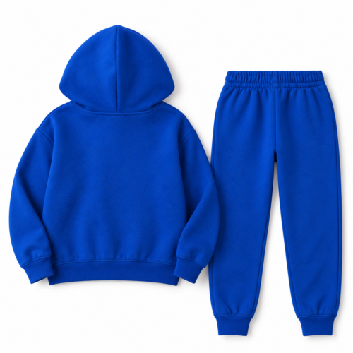 Kids' Relaxed Fit Hooded Two-Piece Set Tracksuit - back design mockup - Attirings