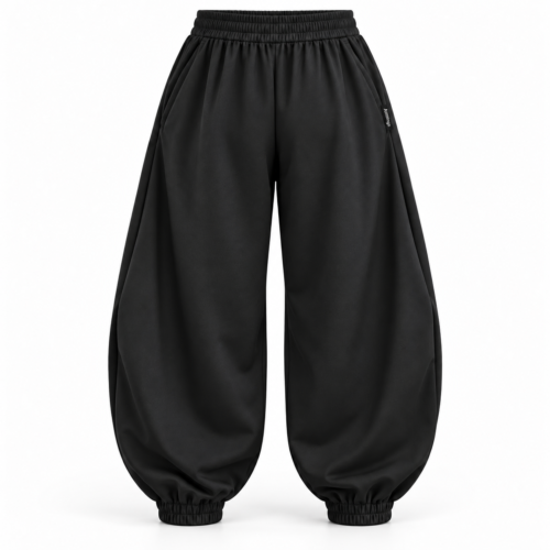 Women's Oversized Fit Elastic Cuff Joggers - back design mockup - Attirings